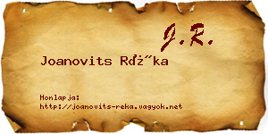Joanovits Réka névjegykártya